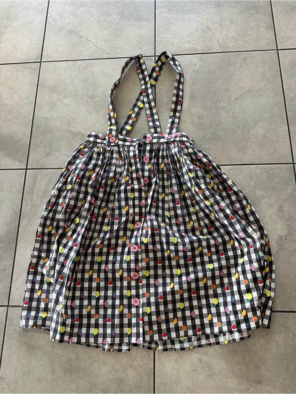 Women’s Hell Bunny Black & White Gingham Skirt with Colorful Print